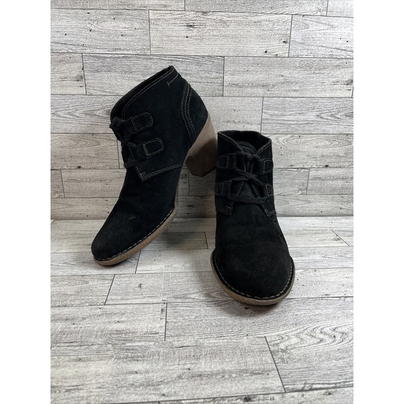 Clarks Shoes - Clarks Carleta Lyon Black Suede Ankle Booties Heels Shoes Women Size 9M‎